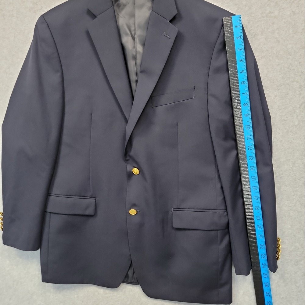Lauren Ralph Lauren Men 42R Wool Blazer Sport Coat Jacket Navy Blue Gold Button - Picture 14 of 15